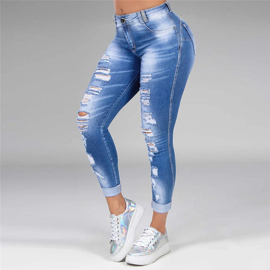 Women Fashion Hip Hop Broken Holes Denim Jeans