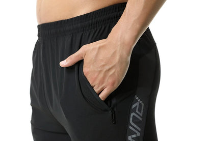 Men Sports Running Pants zipper pocket Athletic Football Soccer pant