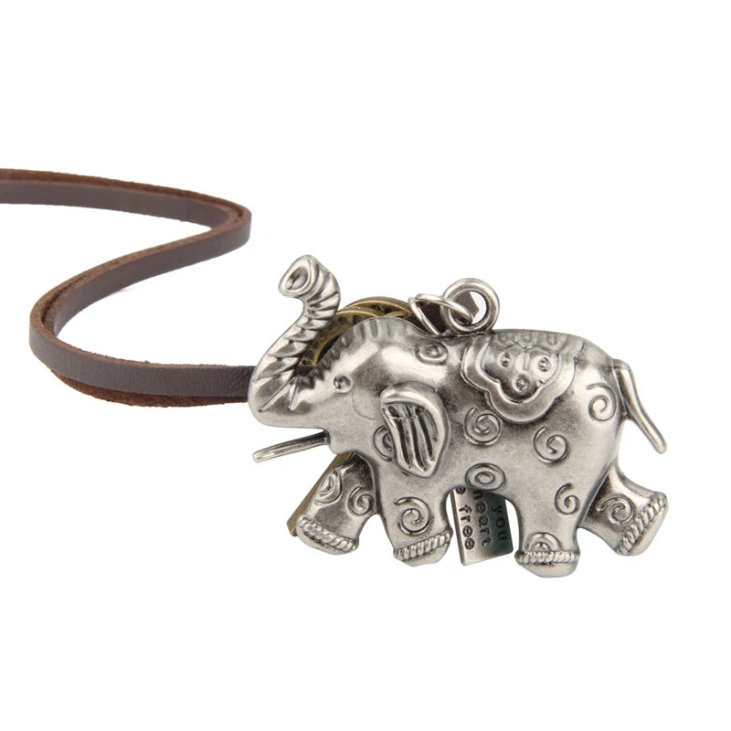NIUYITID Vintage Thailand Elephant Chain Pendant Necklace Men