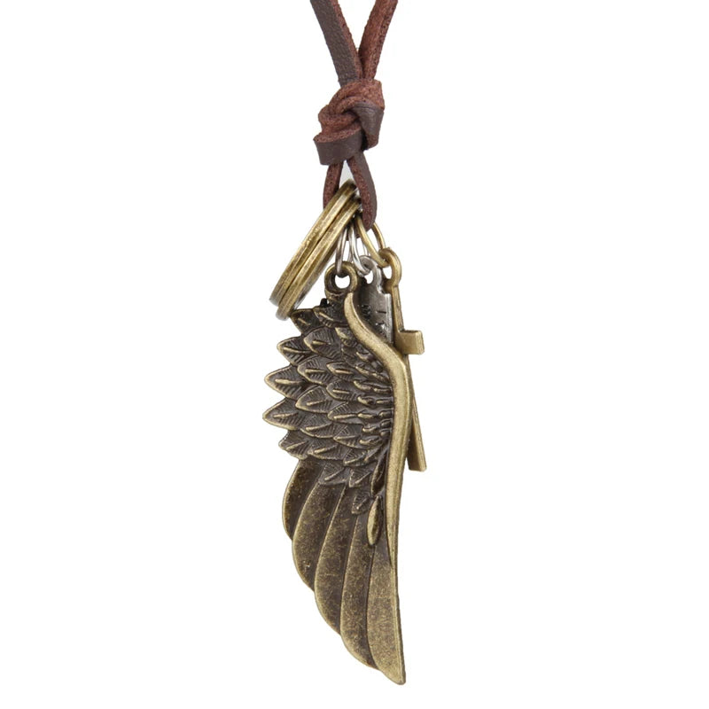 NIUYITID Feather Angel Wings Necklace & Pendants Vintage Brown