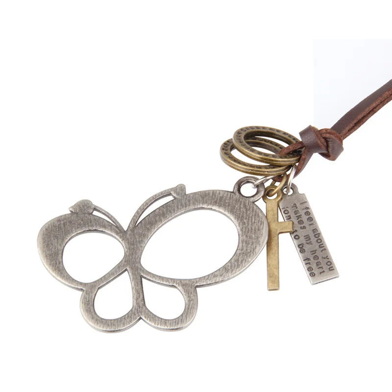 NIUYITID Vintage Insect Necklaces & Pendants Men Leather Chain