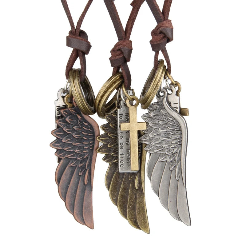 NIUYITID Feather Angel Wings Necklace & Pendants Vintage Brown