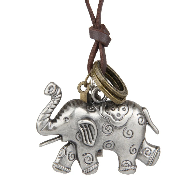 NIUYITID Vintage Thailand Elephant Chain Pendant Necklace Men