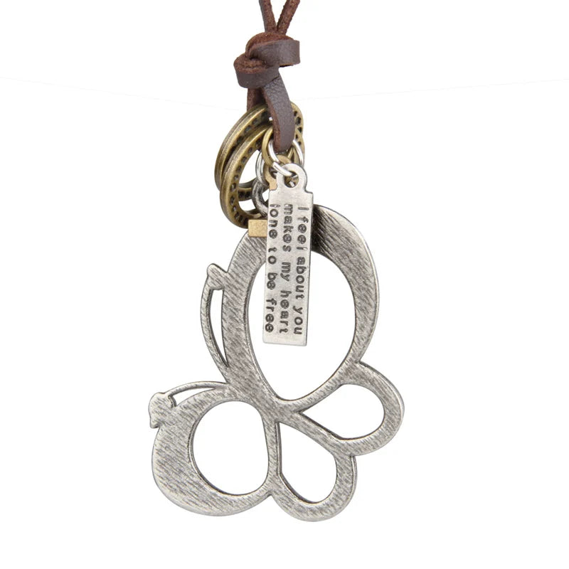 NIUYITID Vintage Insect Necklaces & Pendants Men Leather Chain