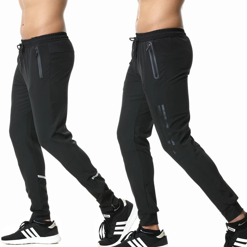 Men Sports Running Pants zipper pocket Athletic Football Soccer pant