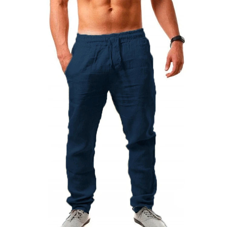 new Men's Cotton Linen Pants Male Autumn